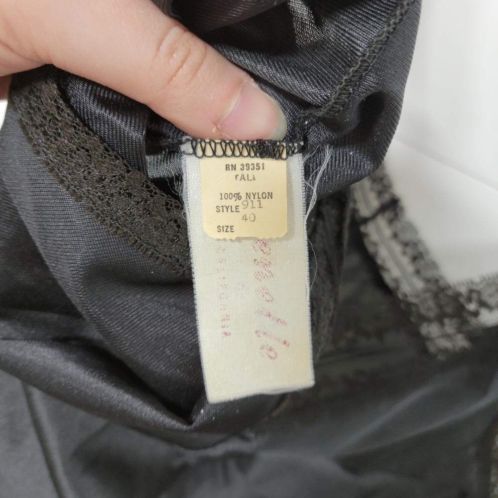 Vintage Janelle of California Long Black Lace Night Slip Dress Lingerie Gown - Picture 5 of 8